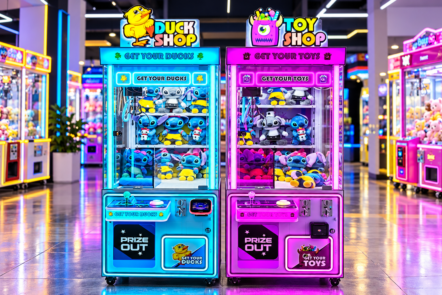 Duck Claw Machine front and side detail