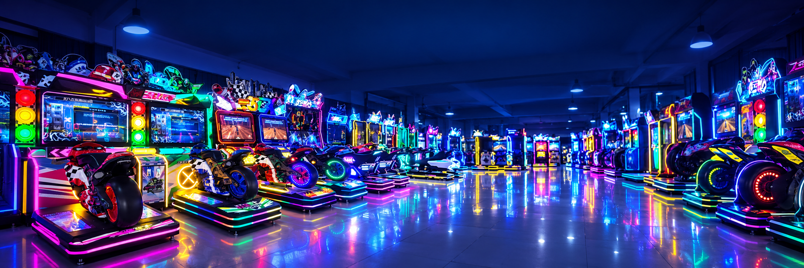 Arcade games and amusement machines in a showroom