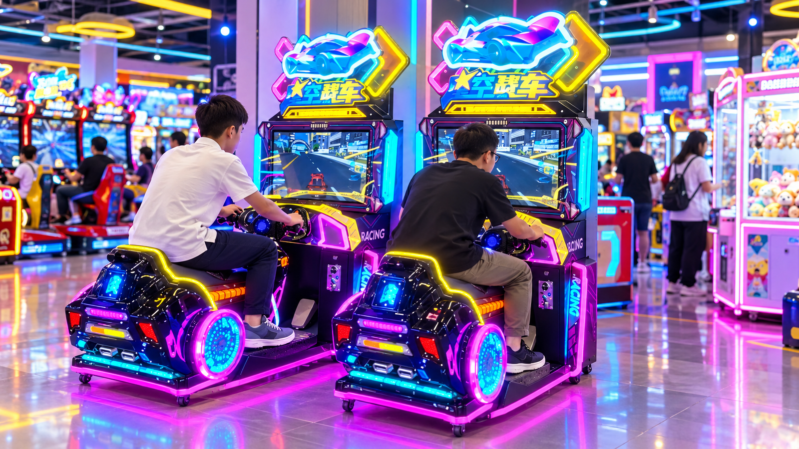 Players using Starry Sky Competition 22-inch in an arcade