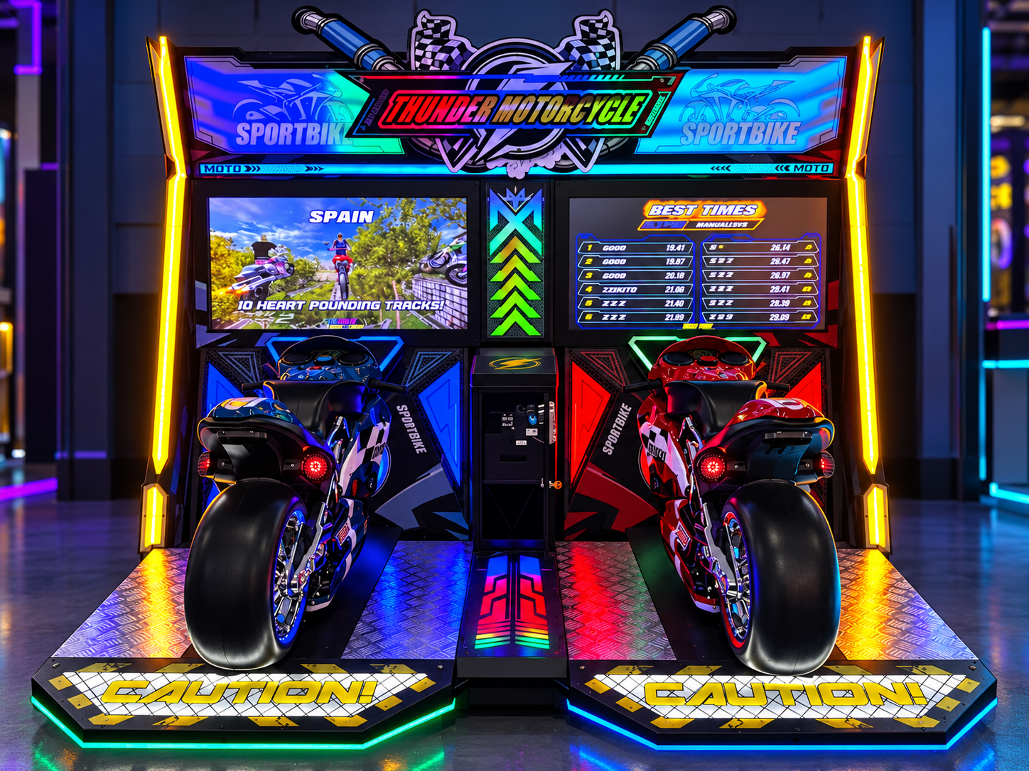 StormRider Twin Standard front view in an arcade
