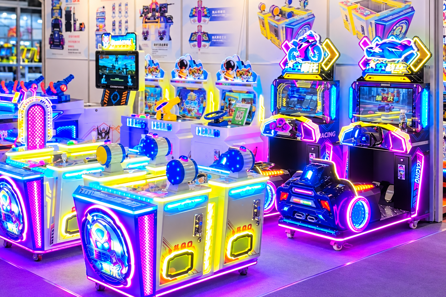 Whack-a-mole machine in a family arcade